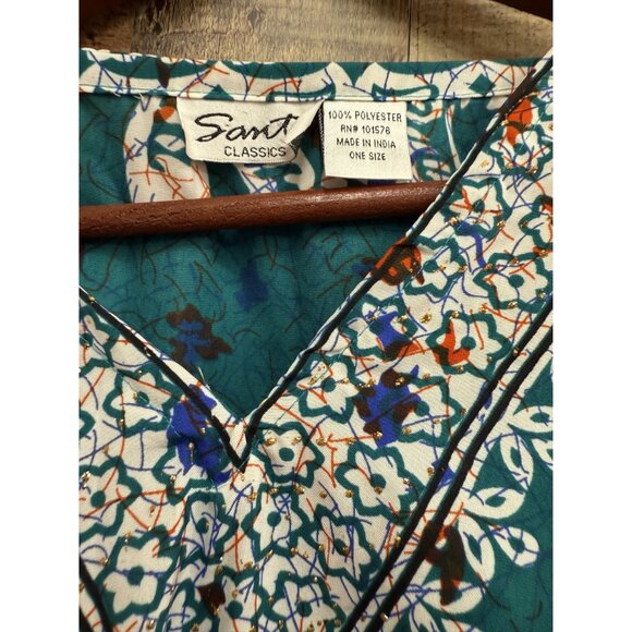 Elephant Print Kaftan Tunic One Size Fits Most By Sant Classics 100% Polyester G - Picture 4 of 8